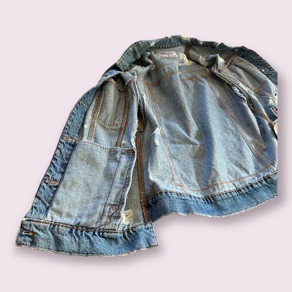 ☀️🍁ZARA TRF Floral Distressed Jean Denim Vest Jacket Size S oversized 2017 SS - Picture 15 of 15